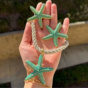 Starfish Jewelry Set in Gold and Green